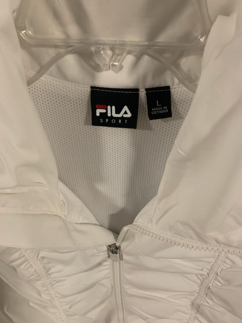 FILA White Ruched Zip-Front Bomber Jacket - Picture 2 of 3